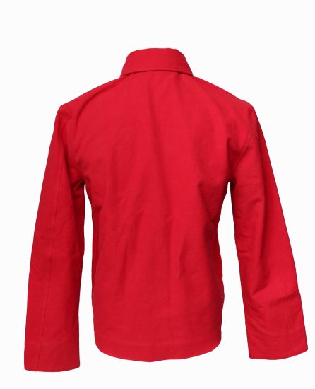 High-End Pure Color Jackets, Pure Red Leisure Biker Denim Jacket for Men