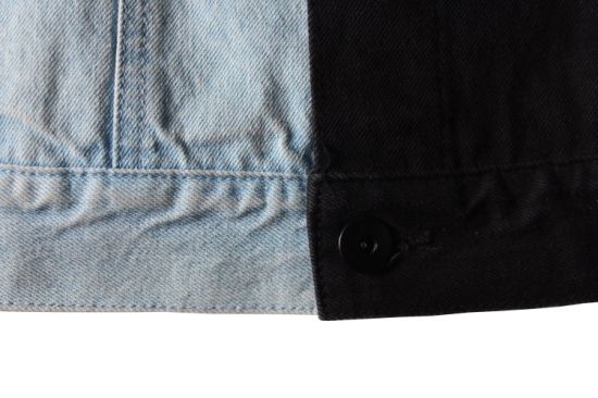 Blue and Black Patchwork Men′s Denim Jackets