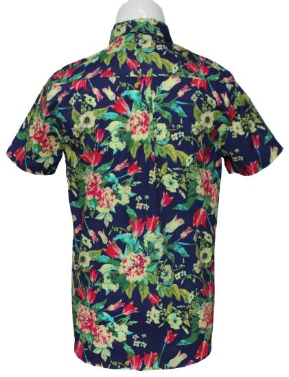 Men′s Cotton Printed Casual Short-Sleeved Shirt