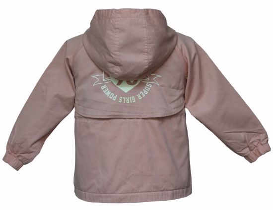 Children′s Pure Color Pink Padded Hooded Coat