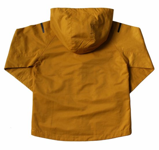 High-End Custom Zip Fastening Saffron Yellow Hooded Children′s Coat