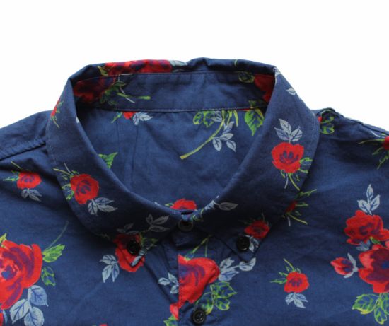 Men′s Printed Cotton Poplin Shirt