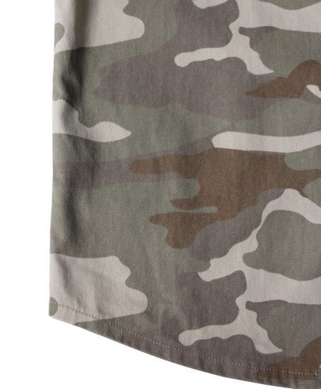 Men′s Camouflage Denim Short-Sleeved Collarless Jackets
