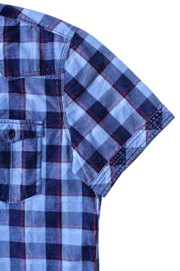High Quality Grid Cotton Shirt, Men′s Outdoor Breathable Short-Sleeved Shirts