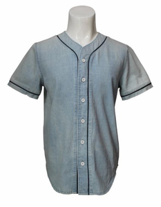 Men′s Denim Short Sleeve Fitted Shirt