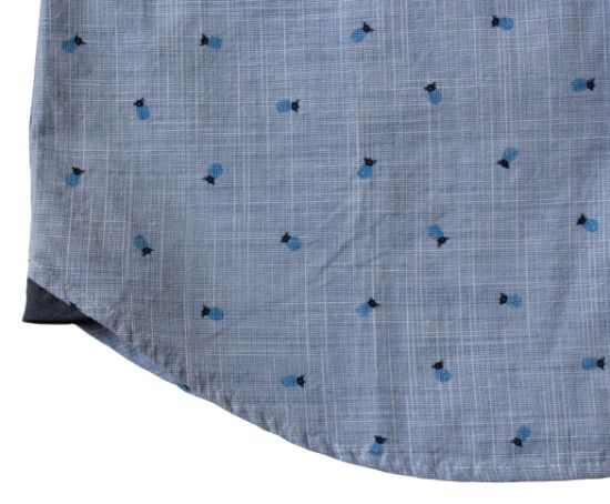 Boutique Light Blue Striated Shirts, Cartoon Pattern Leisure Shirts for Men