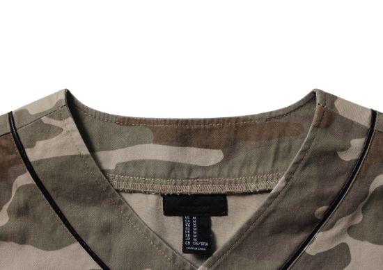 Men′s Camouflage Denim Short-Sleeved Collarless Jackets