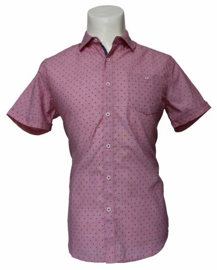 High-End Custom Red Short Sleeve Shirt with Black Spots for Men