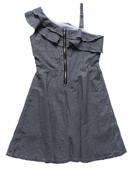 Boutique Girl′s Black and White Stripe off-Shoulder Dress