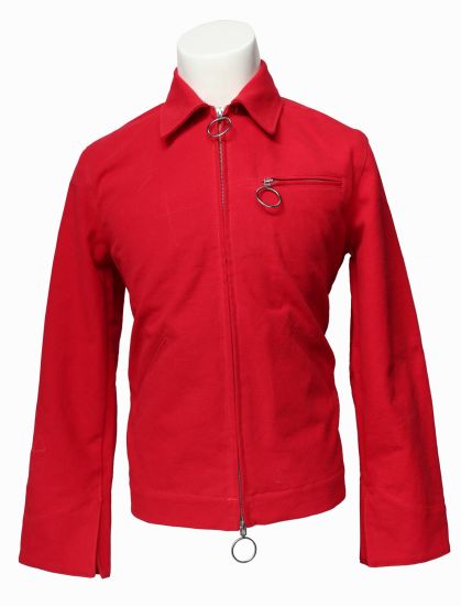 High-End Pure Color Jackets, Pure Red Leisure Biker Denim Jacket for Men
