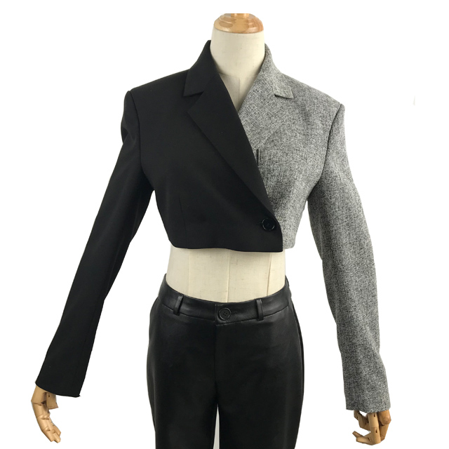 New Style Two Tone Tops Single Breasted Short Blazer Womens