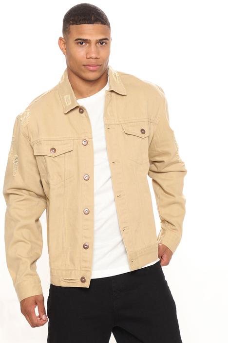 Men′s Classic Plus Size Garment Wear Cotton Twill Distressed Trucker Jacket