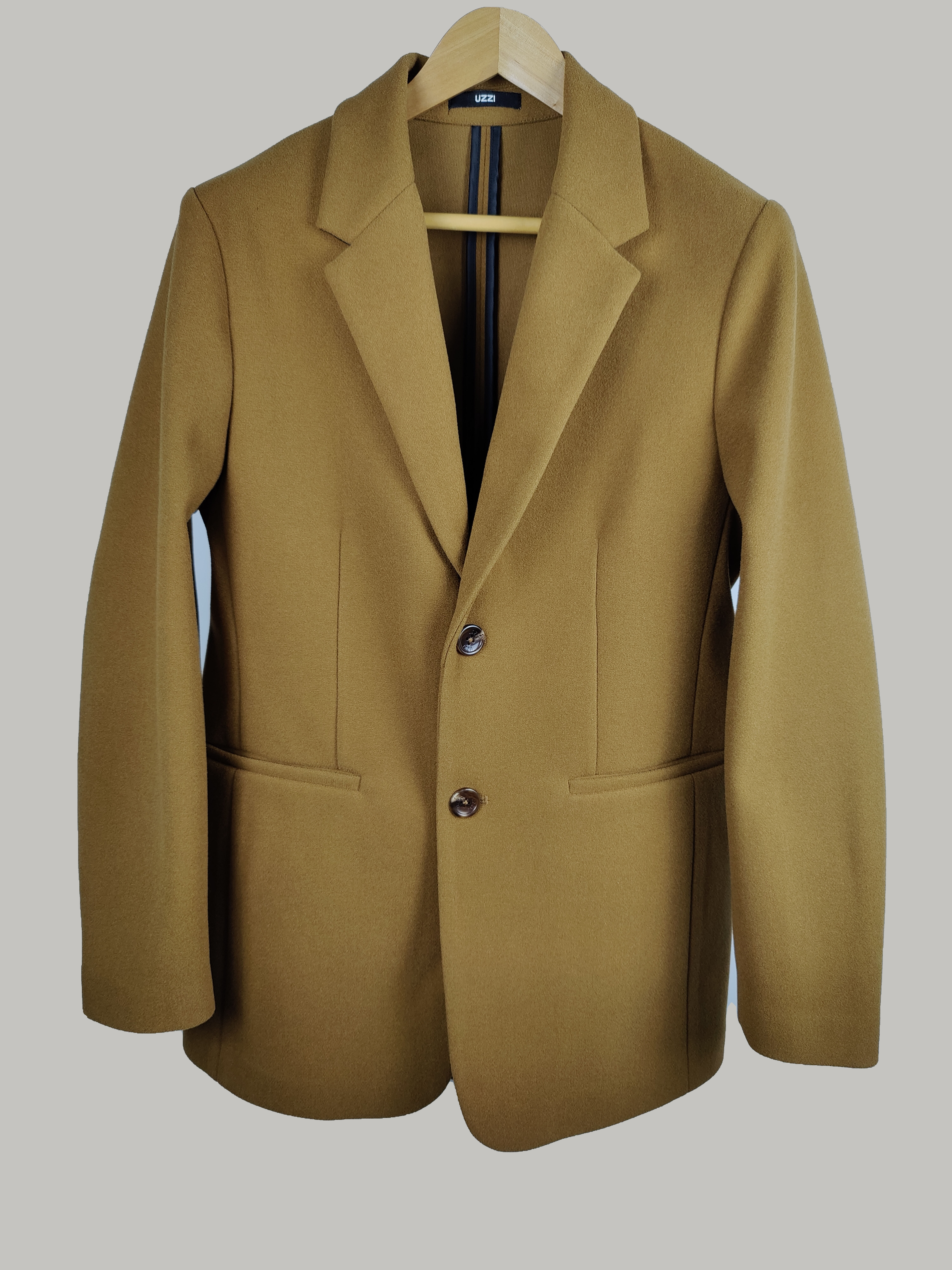 Fashion Mens Camel Color Melton Suit Jacket Men Coat Blazer