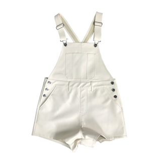 Whole Sale White Color PU Overall Shorts for Womens