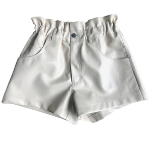 Taupe color leather paper bag high waisted PU shorts 