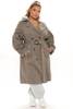 Grey Color Double Breast Button Jacket with Hoodie