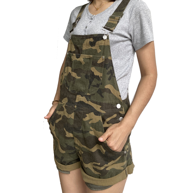 New design camouflage overall shorts camo shorts ladies outfit