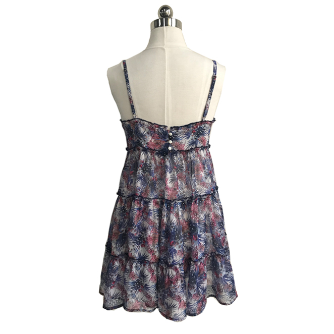 Floral Print Pleated Flared Swing Braces Skirts/ Adjustable Shoulder Straps Dresses