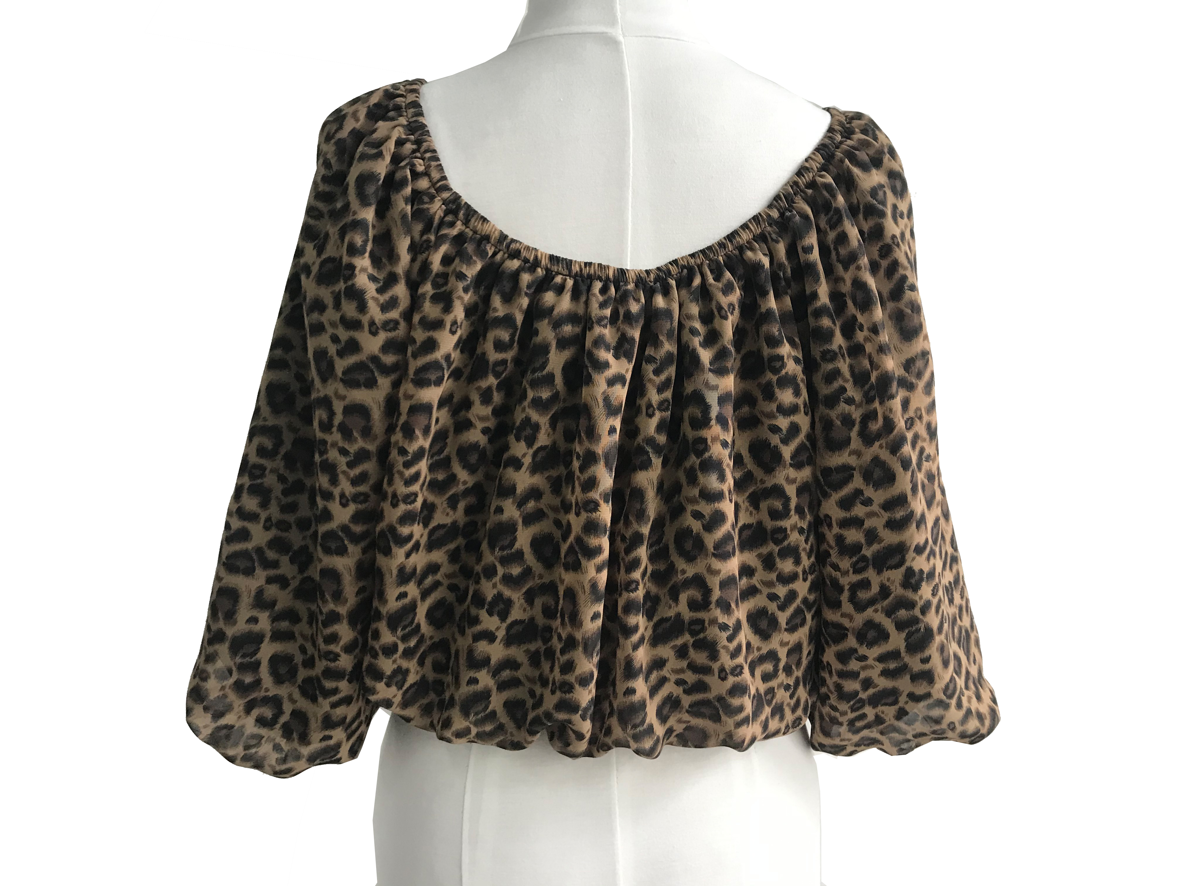 Leopard print pleated pullover/fashion top/lady tops/base top/woman top